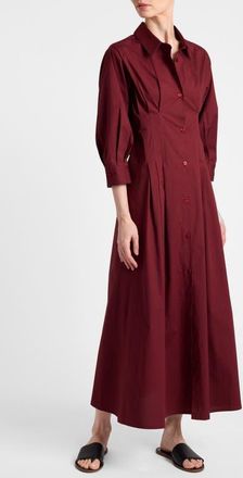 Santorelli Miley Midi Shirt Dress in Cotton Stretch in Chili Pepper at Nordstrom, Size X-Large