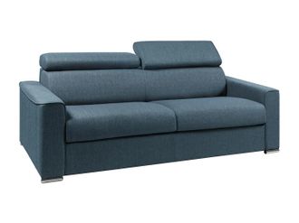 Vente-Unique Divano Letto 4 Posti Express In Tessuto Blu Con Seduta Memory Foam Letto 160 Cm Materasso 22 Cm Memory Foam - Vizir
