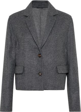 Brunello Cucinelli Hand-crafted cropped blazer in Lead at Nordstrom, Size 40 It