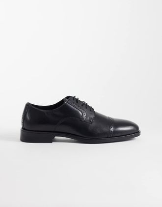Asos Scarpe brogue stringate in pelle nera-Nero