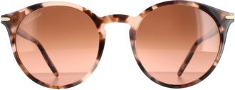 Serengeti Eyewear Round Shiny Pink Tortoise Mineral Polarized Drivers Gradient Leonora