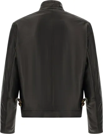 Versace Lamb Nappa Leather Biker Jacket - Black