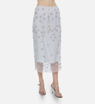 Forte_Forte Metallic Floral Sequins Skirt In Light Violet