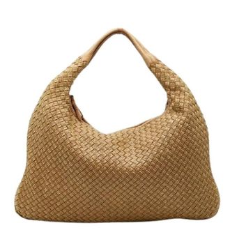 Bottega Veneta Pre-owned Shoulder Bags, female, Brown, Size: ONE SIZE Pre-owned Intrecciato Hobo Leather Shoulder Bag