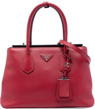 Prada Pre-owned Prada Saffiano Cuir Turnlock Twin Satchel Ladies 2MHWTX2X7WCE2FMD