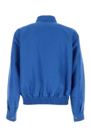 Versace Mens Blouson Jacket Blue Virgin Wool Linen