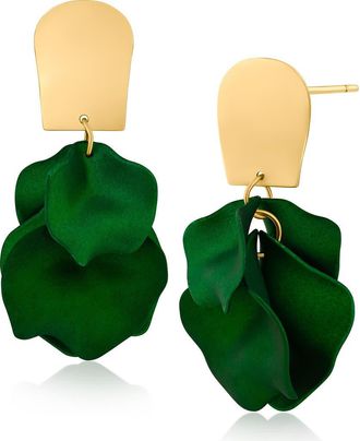 Jardin Ginkgo Leaf Flutter Drop Earrings in Green/Gold at Nordstrom Rack