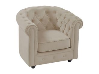 Vente-Unique Sill&oacute;n de terciopelo beige CHESTERFIELD