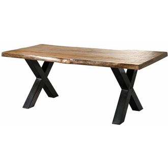 Massivmoebel24 FREEFORM 5 tavolo da pranzo in legno di mango - verniciato natur / gambe in ferro X antracite lucido 200x100
