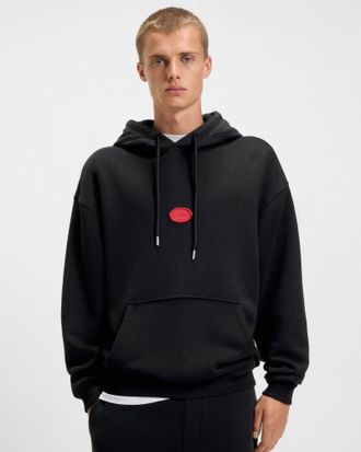 HUGO BOSS Mens Dilvano Pullover Hoodie in Black Cotton - Size X-Large