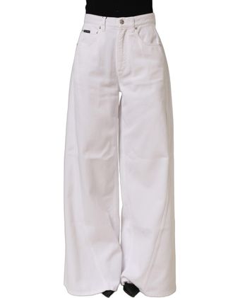 Dolce & Gabbana Wide-Leg Cotton Stretch Jeans - White