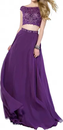 Alyce Paris Two Piece Embellished Prom Dress In Purple