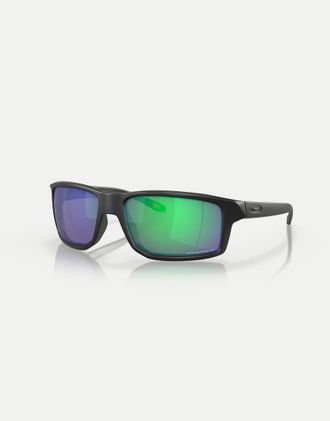 Oakley Gibston - Occhiali da sole rettangolari nero opaco con lenti a specchio verdi