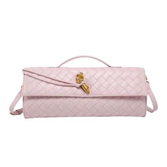 Generic Woven Handbag for Women PU Leather Clutch Purse with Strap Crossbody Shoulder Bag | Elegant Evening Pochette Woven Texture Casual Tote Bag