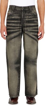 Diesel Relaxed Jeans High Waist 1982 D-Hakou, Black/Dark grey, Button fly