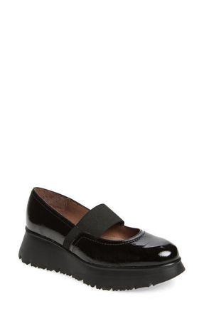 Wonders Platform Mary Jane Loafer in Black Patent Lea at Nordstrom, Size 9Us