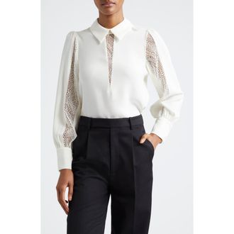 Reiss Renata Lace Trim Shirt in Cream at Nordstrom Rack, Size 0 Us / 4 Uk