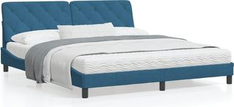 vidaXL Estructura De Cama Con Luces Led Terciopelo Azul 180x200 Cm Vidaxl