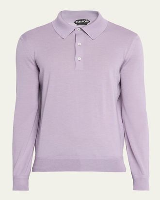 Tom Ford Mens Cashmere and Silk Long-Sleeve Polo Sweater