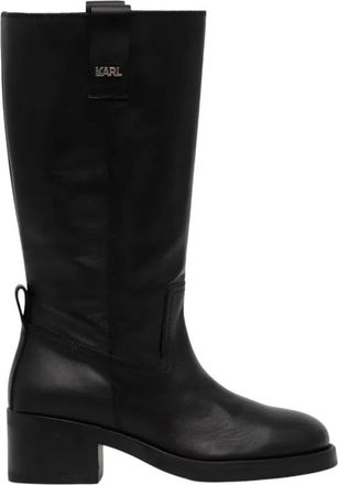 Karl Lagerfeld Brooklyn High Boots - Dames - Hoge Laarzen - Zwart - 36 EU - Leer - Schoenen