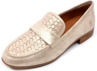Gentle Souls Crew Woven Leather Loafer in Gold Leather at Nordstrom, Size 6.5
