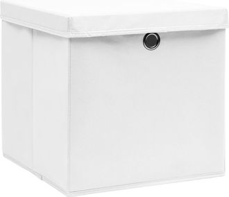 vidaXL Cajas De Almacenaje Con Tapas 10 Uds Blanco 28x28x28 Cm Vidaxl