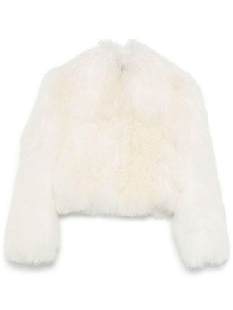 Numerootto Charlie shearling jacket - women - Fabric/Lamb Fur - S - White