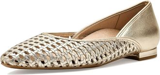 Vionic Gracia Woven Womens Flat Shoes Gold Leather : 6.5 M
