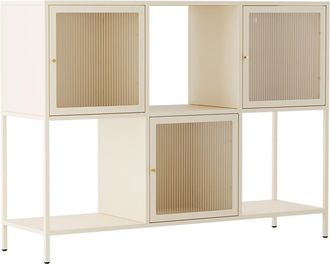 Oviala Aparador met&aacute;lico de 3 puertas, 120 cm, crudo