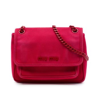 Miu Miu Pre-owned Miu Miu Canvas Canapa Chain Flap Crossbody Ladies XUPQ7TS5QLT09ZFA