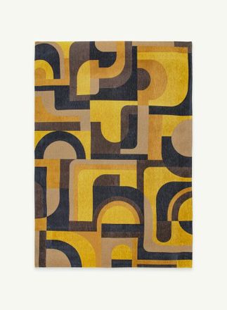 Louis De Poortere Dise&ntilde;o De M&oacute;dulos - Alfombra Geom&eacute;trica Nuance - Fabricada En B&eacute;lgica - Acabado A Mano - Antideslizante Natural - 100% Poli&eacute;ster - Meyer Amarillo - 14