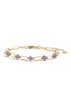 Mint & Lily Paperclip Bracelet with Gemstone Accents in February Amethyst /6.5 at Nordstrom