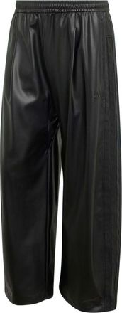 adidas Stadium Oversized Fit Fake Leather Full Length Open Hem Pants Asia Sizing Black KV5915