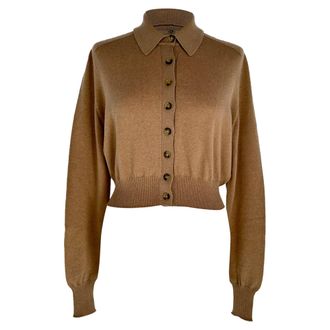 Sportmax Collared Cardigan in Tan Wool