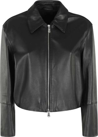 Dondup Leather Jacket - Dames - Leren en Su&egrave;de Jassen - Zwart - M - Leer - Jassen