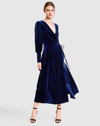 Belle & Bloom Current Mood Velvet Wrap Dress in Royal Blue at Nordstrom, Size X-Large Au