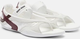 Miu Miu Gymnasium leather-trimmed thong sandals