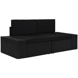 vidaXL Vidaxl - Divano Modulare a 2 Posti in Polyrattan Nero