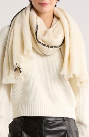 Vince Camuto Whipstitch Basketweave Knit Scarf in Ivory at Nordstrom Rack