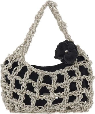 Twentyfourhaitch Borsa tote con strass piccola - Argento