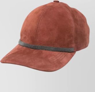 Brunello Cucinelli leather baseball cap contrast band design