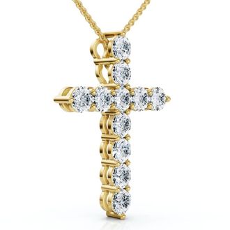 Pompeii3 1.25Ct Diamond Cross 14k Gold 18 Necklace 1 Tall Lab Grown
