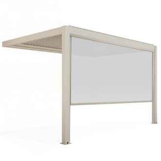 Oviala P&eacute;rgola bioclim&aacute;tica adosada de 3x4 m y 1 toldo madera crema