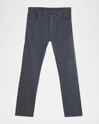 Isaia Mens Cashmere-Cotton Slim 5-Pocket Pants