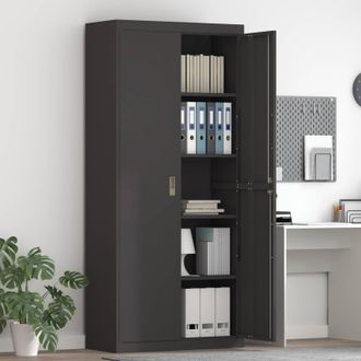 vidaXL Armario De Almacenamiento Negro 90 X 40 X 200 Cm Acero Vidaxl