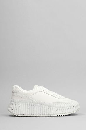 Chlo&eacute; Sneakers Nama in pelle bianca
