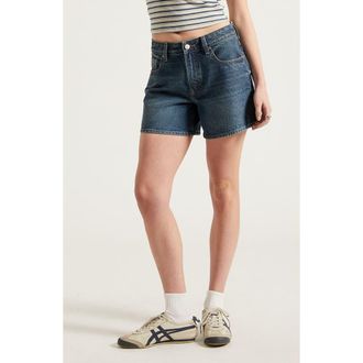 PacSun Sophie Mid Rise Denim Mom Shorts in Dark Indigo at Nordstrom, Size 25