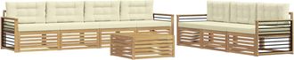 vidaXL Conjunto De Sof&aacute;s De Exterior 8 Uds. Blanco Y Crema Poli&eacute;ster Vidaxl