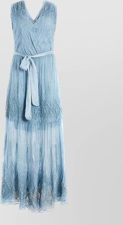 Guess v neck sleeveless maxi dress embroidered belt