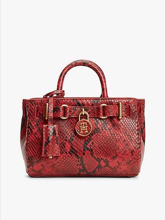 Tommy Hilfiger The American Icon Snake Print Leather Tote Bag